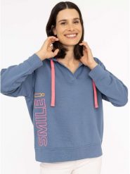 Zwillingsherz Bluza "Smile" w kolorze niebieskim rozmiar: L/XL. Niebieskie bluzy Zwillingsherz, l, bez wzorów, bez ramiączek, z kapturem. Za 178.79 zł.