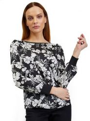 Orsay Bluzka w kolorze czarno-białym rozmiar: XS. Czarne bluzki Orsay, xs, bez wzorów, bez kołnierzyka, bez ramiączek. Za 56.99 zł.