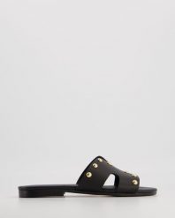 KLAPKI Z NITAMI 402B VAC NERO. Klapki Venezia, bez wzorów, ze skóry, bez obcasa, bez zapięcia. Za 189.00 zł.