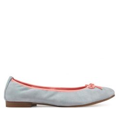 Baleriny Tamaris. Niebieskie baleriny Tamaris, bez wzorów, bez obcasa, bez zapięcia. Za 149.99 zł.