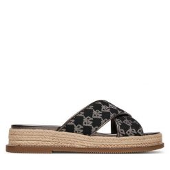 Klapki DKNY. Czarne klapki DKNY, bez wzorów, bez obcasa, bez zapięcia. Za 272.99 zł.