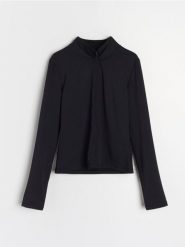 Bluza ze stójką - czarny. Czarne bluzy Sinsay, l, bez wzorów, bez kaptura. W wyprzedaży za 11.99 zł.