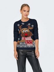 ONLY Sweter w kolorze granatowo-brązowym rozmiar: M. Brązowe swetry ONLY, m, z aplikacjami, ze splotem, bez ramiączek. Za 79.21 zł.