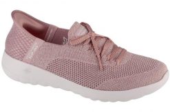 Buty sportowe Sneakersy damskie, Slip-Ins: Go Walk Joy - Abby. Białe buty treningowe Skechers, bez wzorów, z materiału, przed kostkę, bez zapięcia, trekkingowe. Za 269.99 zł.