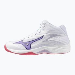 Buty do siatkówki damskie Mizuno Thunder Blade Z Mid. Białe buty treningowe Mizuno, bez wzorów, z gumy, bez zapięcia, do siatkówki. Za 389.85 zł.