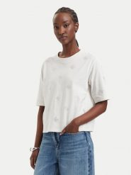 Guess T-Shirt V6GI18 K2985 Kremowy Regular Fit. Białe t-shirty Guess, s, z aplikacjami, z bawełny, bez kołnierzyka, bez ramiączek. Za 182.99 zł.