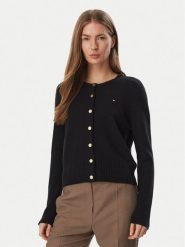 Tommy Hilfiger Kardigan WW0WW51439 Czarny Slim Fit. Czarne swetry Tommy Hilfiger, s, bez wzorów, z wełny, bez ramiączek. Za 649.99 zł.