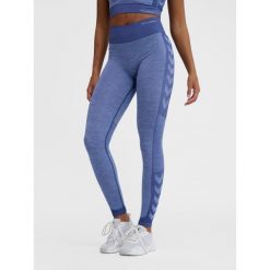 Damskie legginsy Hummel MT Shine Seamless. Niebieskie legginsy Hummel, bez wzorów, sportowe. Za 160.00 zł.