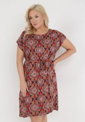 Czerwona Sukienka Adapus. Czerwone sukienki Born2be, na imprezę, xl, bez wzorów, z materiału, klasyczne, bez kołnierzyka, bez ramiączek, midi. Za 79.99 zł.