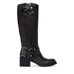 Kozaki Guess. Czarne kozaki Guess, z aplikacjami, bez obcasa, na słupku, bez zapięcia. Za 824.99 zł.