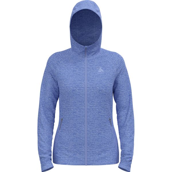 Bluza rozpinana z kapturem damska ODLO Tencia Mid Layer Hoody Full Zip. Niebieskie bluzy ODLO, bez wzorów, sportowe, bez ramiączek, z kapturem. Za 303.99 zł.