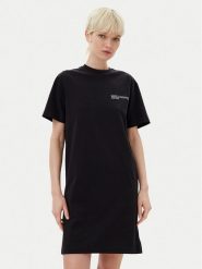 KARL LAGERFELD Sukienka codzienna A2W13036 Czarny Regular Fit. Czarne sukienki KARL LAGERFELD, na co dzień, xl, bez wzorów, z bawełny, bez kołnierzyka, bez ramiączek, proste. Za 289.99 zł.