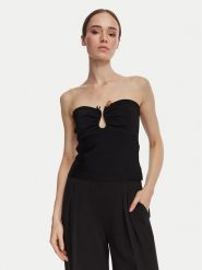 Guess Top W6YR37 Z1042 Czarny Slim Fit. Czarne topy Guess, l, z aplikacjami, z wiskozy, bez kołnierzyka, bez ramiączek. Za 394.99 zł.