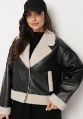 Czarna Kurtka Biker o Kroju Ramoneski z Futrzanymi Wstawkami i Ociepleniem Nikida. Czarne kurtki Born2be, l, bez wzorów, z futra, eleganckie, bez kaptura. W wyprzedaży za 227.49 zł.