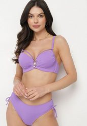 Fioletowe Bikini Biustonosz z Aplikacją i Majtki Figi ze Ściągaczami Ulosella. Fioletowe bikini Born2be, z aplikacjami, klasyczne. Za 119.99 zł.