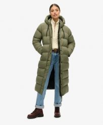 Superdry Ripstop Longline Puffer Jacket — Długa pikowana kurtka ripstop. Zielone kurtki Superdry, bez wzorów, z materiału, bez kaptura. Za 617.25 zł.
