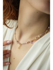 Pierres delicates Pozłacany naszyjnik z kryształami - dł. 35 cm rozmiar: onesize. Białe naszyjniki Pierres delicates, z materiału, z kryształem, pozłacane. Za 52.99 zł.