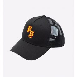 Czapka z daszkiem trucker Pogoń Szczecin - czarna. Czarne czapki z daszkiem POGOŃ, z aplikacjami, z bawełny, klasyczne. Za 79.99 zł.