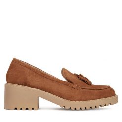 Półbuty Lasocki. Brązowe półbuty wsuwane Lasocki, bez wzorów, bez obcasa, na obcasie. Za 229.99 zł.