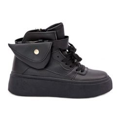Wysokie Sneakersy Z Saszetką Na Platformie Czarne. Czarne nerki i saszetki bez wzorów, ze skóry, klasyczne, małe, bez dodatków. Za 170.48 zł.