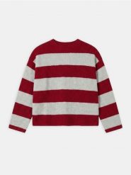 Sweter w paski - czerwony. Czerwone swetry Sinsay, l, bez wzorów, bez ramiączek. Za 49.99 zł.