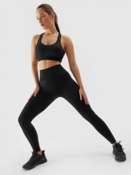 4F Legginsy treningowe bezszwowe damskie - czarne XS/S. Czarne legginsy 4f, l, bez wzorów, z dzianiny, z podwyższonym stanem, na fitness i siłownię. W wyprzedaży za 79.99 zł.