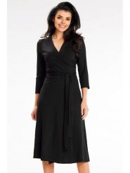 Awama Sukienka w kolorze czarnym rozmiar: S. Czarne sukienki Awama, s, bez wzorów, bez kołnierzyka, bez ramiączek, midi, rozkloszowane. Za 144.99 zł.