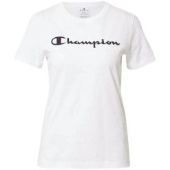 T-SHIRT DAMSKI KOSZULKA SPORTOWA CHAMPION CREWNECK. Białe t-shirty sportowe Champion, m, bez wzorów, z materiału, bez ramiączek, na fitness i siłownię. Za 116.00 zł.