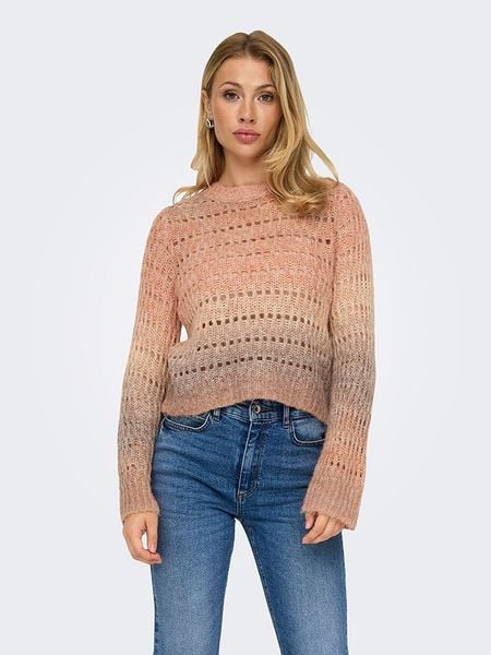 ONLY Sweter w kolorze jasnobrązowo-jasnoróżowym rozmiar: L. Brązowe swetry ONLY, l, bez wzorów, ze splotem, bez ramiączek. Za 78.84 zł.