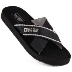 Klapki basenowe plażowe czarne Big Star NN274A059. Czarne klapki bez wzorów, retro, bez obcasa, bez zapięcia. Za 166.30 zł.
