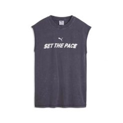 Damski bawełniany T-shirt Puma. Szare t-shirty sportowe Puma, l, bez wzorów, z bawełny, bez ramiączek, na fitness i siłownię. Za 198.00 zł.