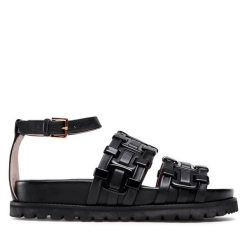 Sandały Alberta Ferretti. Czarne sandały Alberta Ferretti, bez wzorów, bez obcasa, na płaskiej podeszwie, bez zapięcia. Za 1,329.00 zł.