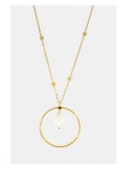 MOODE Naszyjnik "Ines" z elementami ozdobnymi - dł. 42 cm rozmiar: onesize. Białe naszyjniki MOODE, z materiału, z perłą, ze stali. Za 43.99 zł.