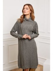 Joséfine Sukienka dzianinowa "Felicidad" w kolorze khaki rozmiar: M. Brązowe sukienki Joséfine, na co dzień, m, bez wzorów, z dzianiny, bez kołnierzyka, bez ramiączek, midi, proste. Za 195.99 zł.