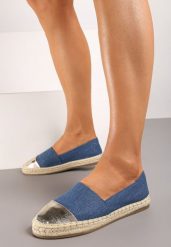 Niebieskie Espadryle na Plecionej Podeszwie z Połyskującym Noskiem Effiza. Niebieskie espadryle Born2be, bez wzorów, biznesowe, bez obcasa, na obcasie. Za 89.99 zł.