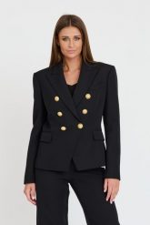 BALMAIN Czarna marynarka 6 Btn Gdp Jacket. Czarne marynarki i żakiety Balmain, bez wzorów, bez ramiączek. W wyprzedaży za 5,599.99 zł.