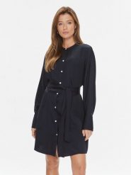 Tommy Hilfiger Sukienka koszulowa WW0WW40245 Granatowy Regular Fit. Niebieskie sukienki Tommy Hilfiger, bez wzorów, z wiskozy, bez kołnierzyka, bez ramiączek, koszulowe. Za 449.99 zł.