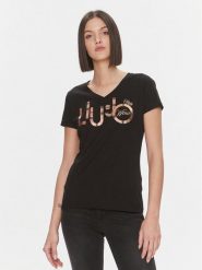 Liu Jo T-Shirt MF3338 JS923 Czarny Regular Fit. Czarne t-shirty Liu Jo, m, bez wzorów, z bawełny, bez kołnierzyka, bez ramiączek. Za 379.99 zł.