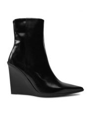 Calvin Klein Botki Wedge Ankle Boot 90 HW0HW02256 Czarny. Czarne botki Calvin Klein, bez wzorów, ze skóry, bez obcasa, na koturnie, bez zapięcia. Za 539.99 zł.
