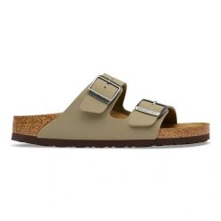 BIRKENSTOCK Arizona BF Faded Khaki/Dark Brown OS Klapki damskie. Zielone klapki Birkenstock, bez wzorów, z jeansu, klasyczne, bez obcasa, bez zapięcia. Za 329.99 zł.
