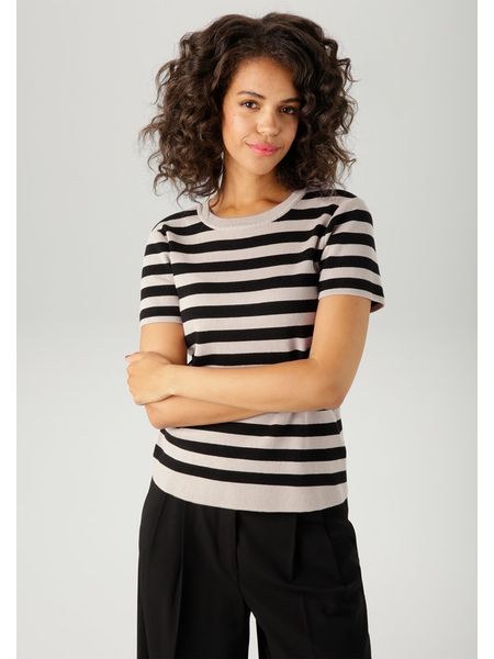 Aniston Sweter w kolorze beżowo-czarnym rozmiar: 42. Brązowe swetry Aniston, bez wzorów, bez ramiączek. Za 69.75 zł.