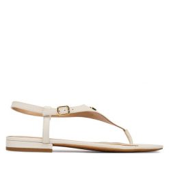 Sandały LAUREN RALPH LAUREN. Białe sandały Lauren Ralph Lauren, bez wzorów, bez obcasa, na płaskiej podeszwie, bez zapięcia. Za 629.99 zł.