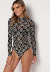 Czarne Body Prześwitujące w Fantazyjny Print Aerhu. Czarne body i gorsety Born2be, bez wzorów, bez ramiączek. W wyprzedaży za 84.99 zł.