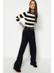 Trendyol Golf w kolorze czarno-kremowym rozmiar: L. Brązowe swetry Trendyol, l, bez wzorów, prążkowane, bez ramiączek. Za 56.66 zł.