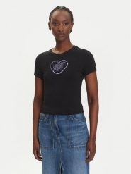Tommy Jeans T-Shirt Heart DW0DW21390 Czarny Slim Fit. Czarne t-shirty Tommy Jeans, l, bez wzorów, z bawełny, bez kołnierzyka, bez ramiączek. Za 129.99 zł.
