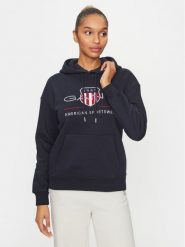 Gant Bluza Archive Shield 4204567 Granatowy Relaxed Fit. Niebieskie bluzy Gant, xs, bez wzorów, z bawełny, bez kaptura. Za 419.99 zł.