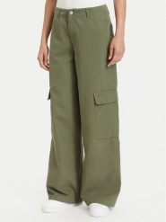 Tommy Jeans Spodnie cargo DW0DW22749 Zielony Wide Leg. Zielone szorty Tommy Jeans, bez wzorów, z bawełny. Za 449.99 zł.