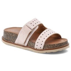 Różowe Klapki Yokono Wsuwane Obuwie Damskie. Czerwone klapki Yokono, bez wzorów, ze skóry, eleganckie, bez obcasa, na platformie, bez zapięcia. Za 229.00 zł.