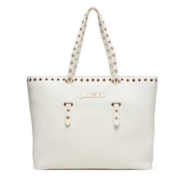 Torebka Just Cavalli. Białe shopper bag Just Cavalli, bez wzorów, bez dodatków. Za 591.99 zł.