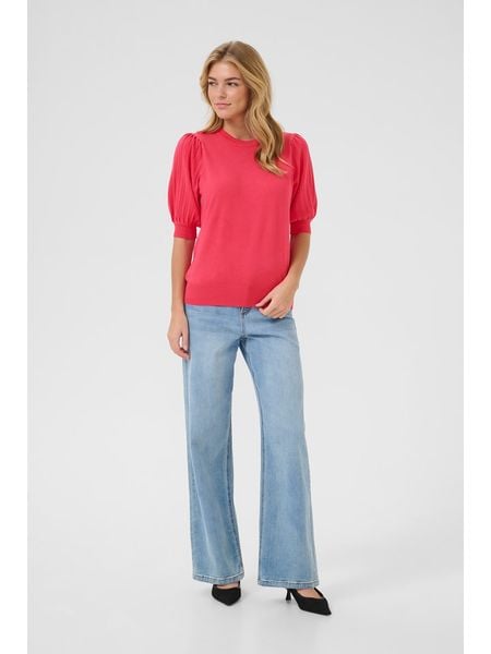 Kaffe Bluzka w kolorze różowym rozmiar: XL. Różowe bluzki Kaffe, xl, bez wzorów, bez kołnierzyka, bez ramiączek. Za 72.45 zł.